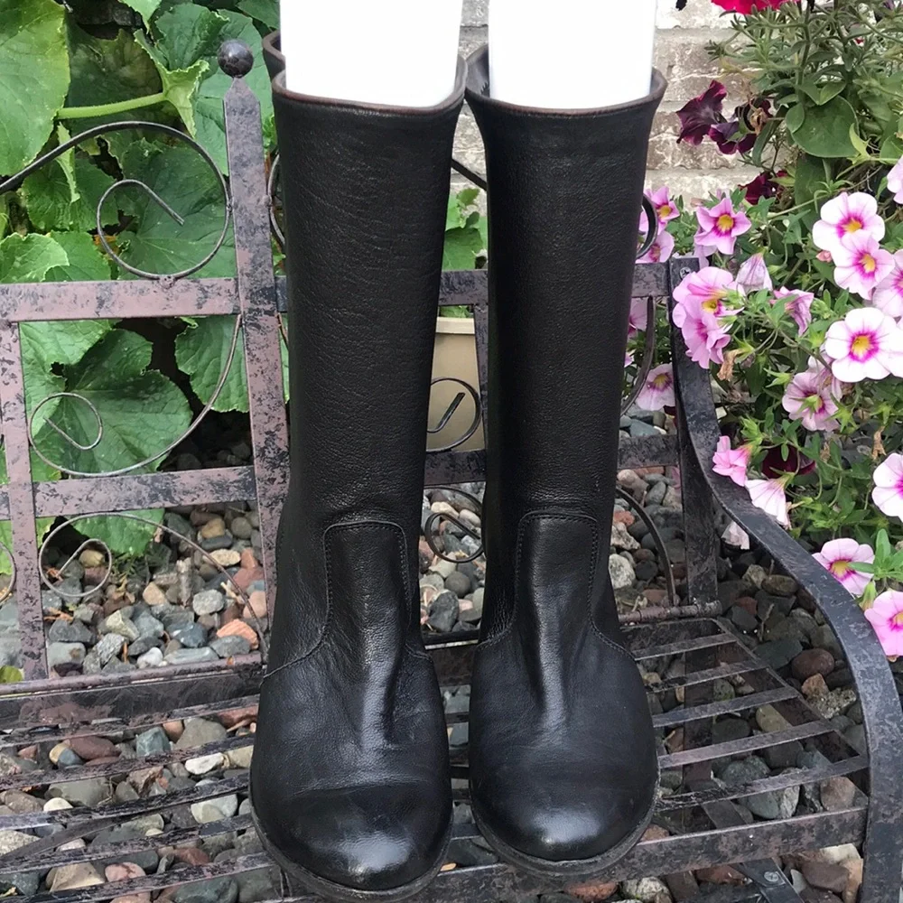 ☀️ N.D.C Black Leather mid-calf heeled boots - Picture 6 of 15